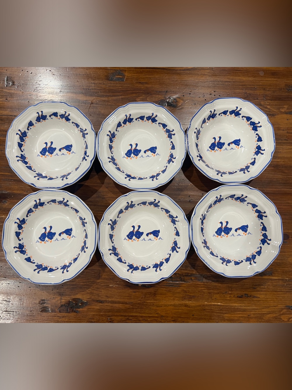 Vintage Geese Ceramic Bowls - Set of 6
